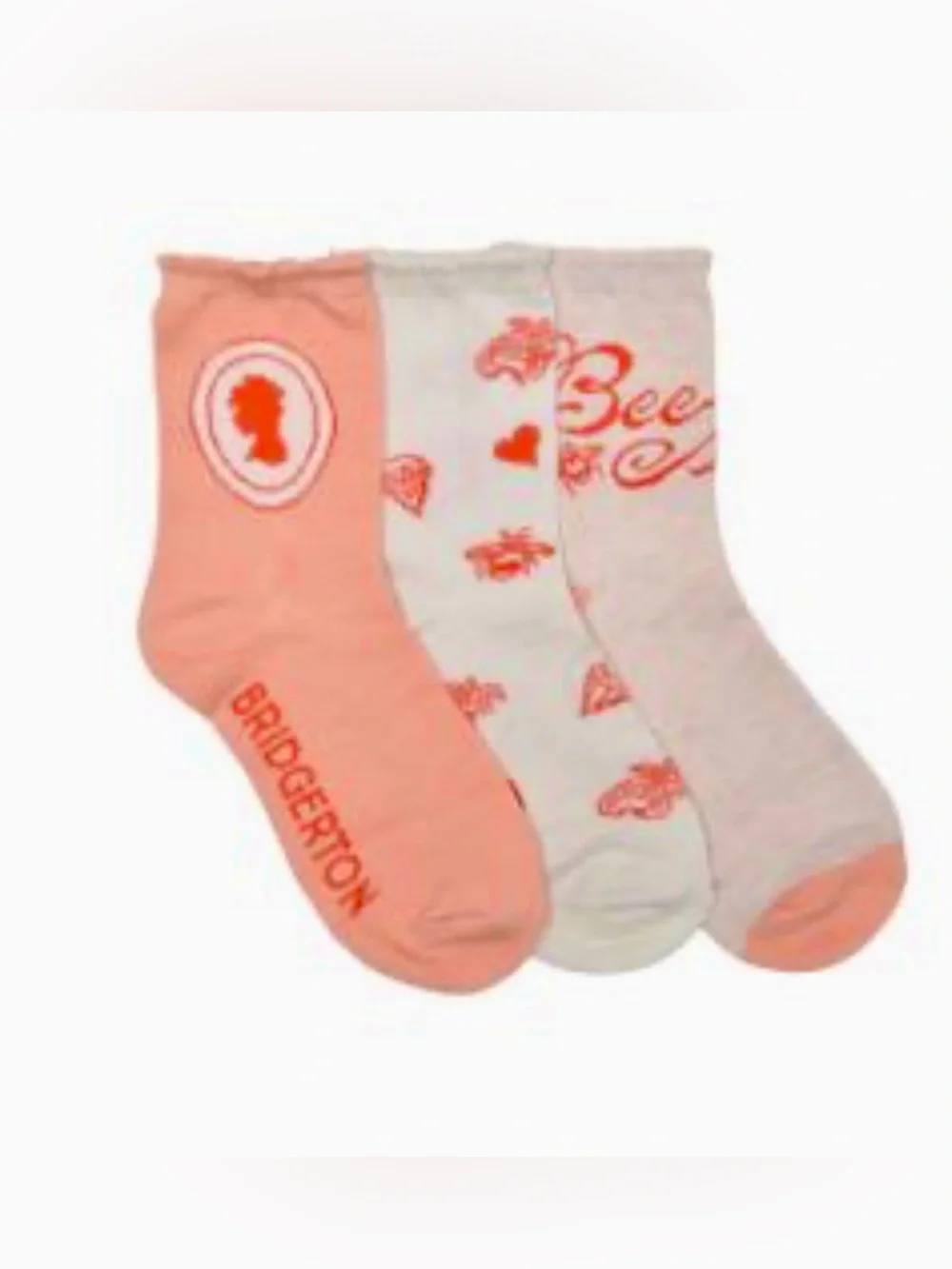 Bridgerton, 3 pack Shortie Crew Socks , NWT,  Size 4-10
